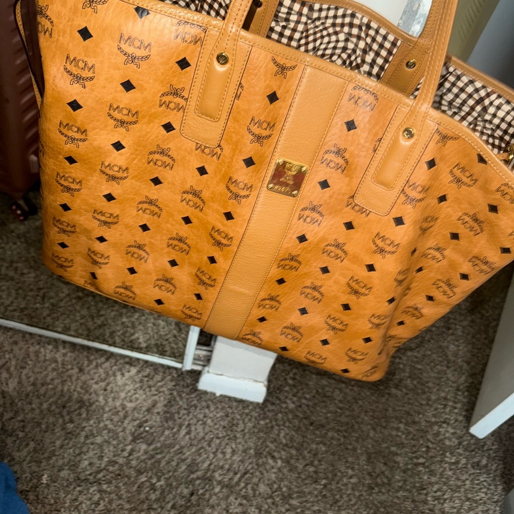 MCM Tan Leather Tote Bag